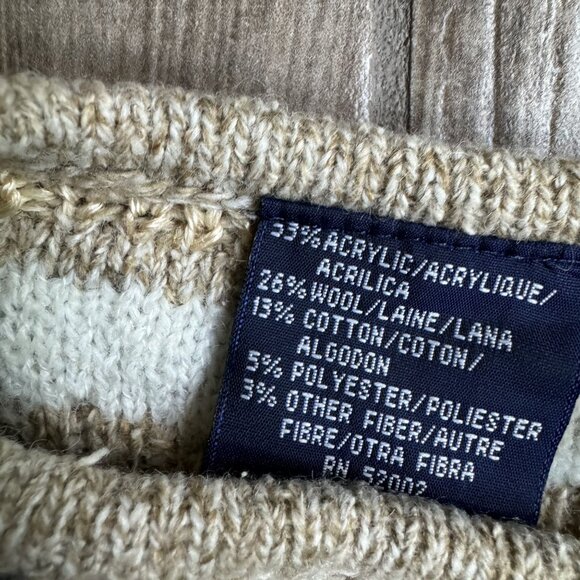 Liz Claiborne Wool Fisherman Sweater Womens M 3D Knit Nordic Vintage Oversized - Picture 5 of 7